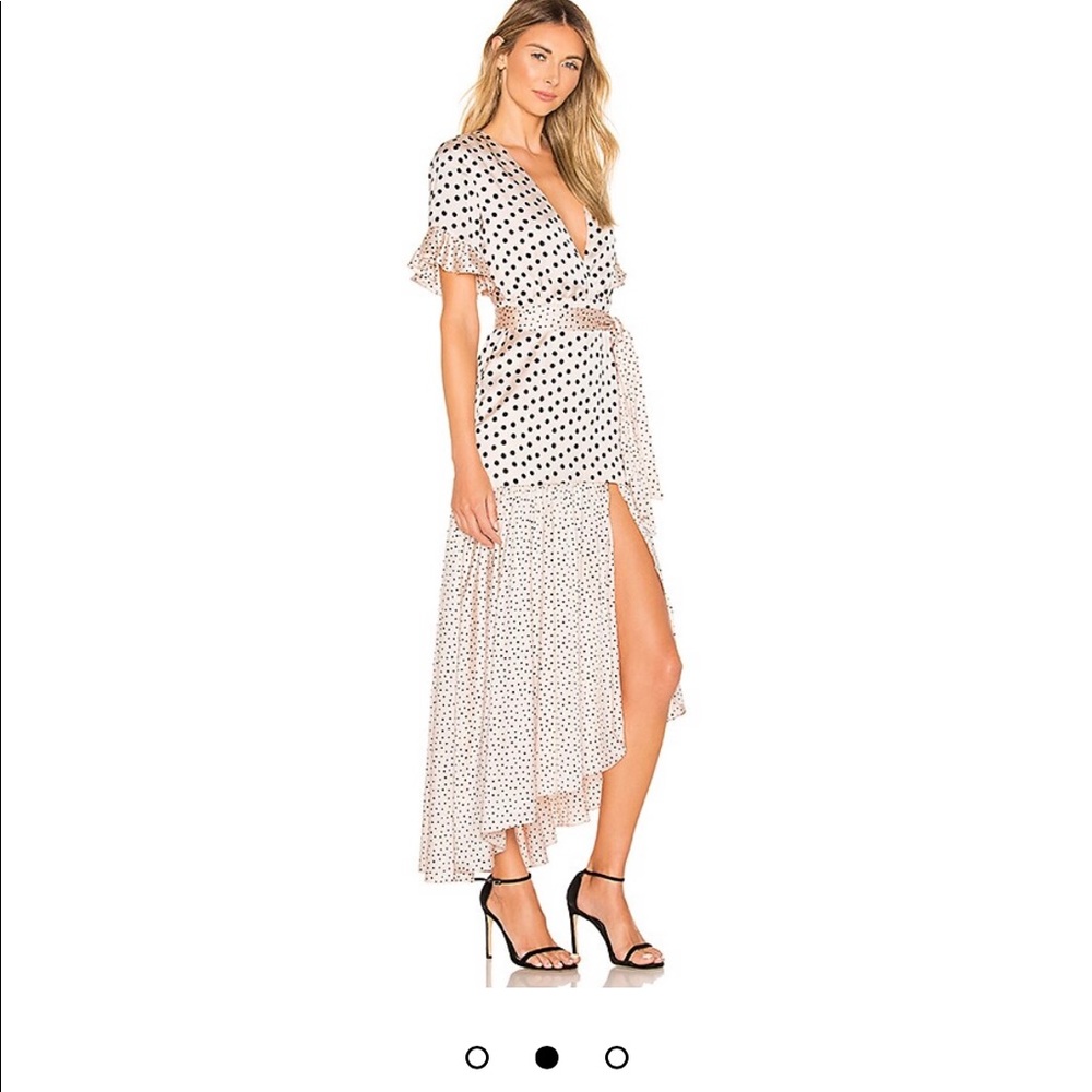 💖NWOT Gorgeous Privacy Please Solano Maxi Dress Polkadot Print XS Sash Lined💖 - Picture 8 of 14